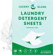 Lucent Globe Sensitive Laundry Detergent Sheets, Plant-Based, Biodegradable, Plastic Free Packaging. (80 Pack, Fragrance Free)