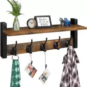 Wall Hooks with Shelf Wood Coat Rack with Shelf Wall Mounted Entryway Hanging