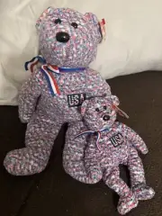 Ty Beanie Baby & Buddy USA The Patriotic Bear - No Birthdate On Buddy 2000-2002
