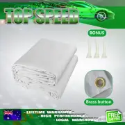 600X600cm Heavy Duty White Canvas Tarp Tarpaulin Water UV Resistant Fabric Woven