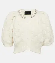 [Simone Rocha] Simone Rocha Cable-knit alpaca and wool-blend cardigan AU 12 white