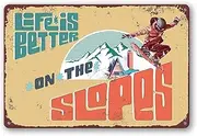 zemioy Ski Wall Decor Ski Signs Ski Party Decorations Ski Poster Vintage Ski Metal Tin Sign Ski Lodge Decor Mountain Home Decor Ski Pictures Wall Decor Rustic Bedroom Decor 8x12 Inch