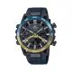 【CASIO EDIFICE】NIGHTTIME DRIVE系列太陽能矽膠腕錶-藍黃款/ECB-2000NP-1A/台灣總代理公司貨享一年保固