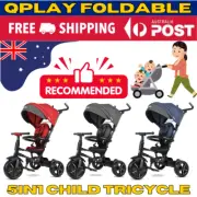 Qpaly Folding Trike 5 In 1 Tricycle Bike Prams Kids Stroller Toddler Ride-On Toy
