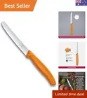 Victorinox 11cm Wavy Edge Steak & Tomato Knife - High Carbon Steel, Orange