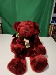 Russ Burgundy Spangles Festive Gatherings Teddy Bear Plush Stuffed Animal 14"