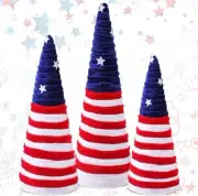 Ceenna 3 Pcs Patriotic Table Decorations 4th of July Cone Trees Red White Blue V