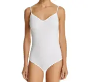 Hanro COTTON SENSATION White Stretch Cotton Knit Spaghetti Strap Bodysuit - XL