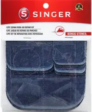 Singer Iron-On Patch Repair Kit 12/Pkg-Assorted Denim 00079