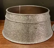 Mini Christmas Tree Collar 6" diam Smooth Metal Tapered Column Silver Glitter