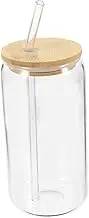 GLEAVI Glass Coffee Cup with Straw Lid Temperature Resistant Drinking Glass for Tea Milk and Beverages Stylish Design for Everyday Use and Entertaining