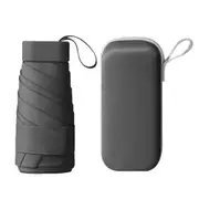 Mini Pocket Umbrella Anti-UV Sun Rain Windproof 6 Folding Umbrella - Black