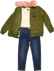 Buffalo by David Bitton Little Girls' 3-Piece Top, Pant, and Outerwear Set (Gree