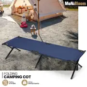 Navy Blue Folding Cot Hiking Recliner Portable Military Sleeping Bed w/Carry Bag