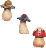 Kisangel 3pcs Ceramic Mushroom Garden Decor Fashionable Home Office Decor Appearance
