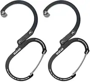 GEAR AID HEROCLIP Carabiner Clip and Hook (Small) for Purse, Stroller, and Backpack, Stealth Black, 2 Pack