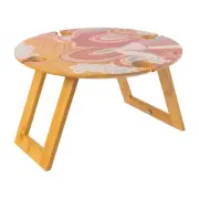 Splosh Abstract 40cm Picnic Foldable Bamboo Table Desk Round w/ Glass Holders