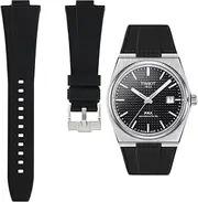 [Strapseeker] Tissot PRX Powermatic 80 Silicone Rubber Replacement Watch Straps - Compatible Watch Bands for Tissot PRS Automatic, Quartz, Chronograph 40mm - Size 12mm - For Men & Women - Quick-Release (Black, 12mm)