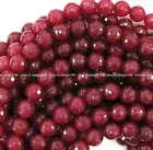 AAA 8mm Natural Faceted Brazil Red Jade Gemstone Round Loose Beads 15"