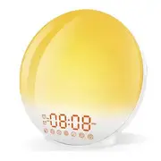 LED Bedside Sounds Night Lamp FM Radio Wake up Light 7 Color Sunrise Alarm Clock