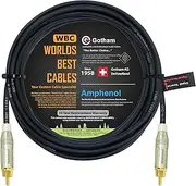 20 Foot - Gotham GAC-4/1 (Black) Star-Quad Center-Channel Subwoofer Cable with Amphenol ACPR-SWH Die-Cast, Gold Plated RCA Connectors – Directional