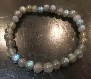 Labradorite Elastic Bracelet, 6mm Beads, Natural Labradorite Beaded Bracelet