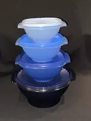 ✅ Brand New Tupperware Classic Servalier Bowls Set of 4-Shades of Blue*