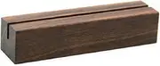 UNIQOOO Rustic Acrylic Sign Holders | Walnut Wood Table Numbers Display Stands | Perfect for Retail Shop Cafe Home Wedding Party Events Decoration Pack of 10