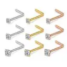 Set with Diamonds Nose Stud L Shape Nose Pin Hot Sale Gem Nose Stud Nose