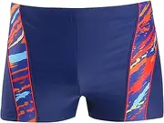 [DGHM-JLMY] Men's Square Splice Swimming Trunks Elastic Comfort Compression Boxer Brief Drawstring Slim Swimming Shorts