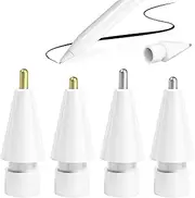 Replacement Tips for Apple Pencil 2nd Gen/1st Gen/Pro, T Tersely Upgraded No Wear Out Apple Pencil Tips,Metal Pencil Nibs for Precise Control-Pen (White)