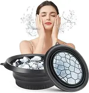 Face Bowl for Ice with Built-in Ice Tray – Collapsible Silicone Facial Ice Bath Bowl for Cold Plunge Therapy, Skin Tightening & Acne Relief – Portable Spa Tool for Home & Travel(Black)