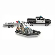 Bruder - RAM 2500 Police Pickup with Trailer, Boat and 2 Figures