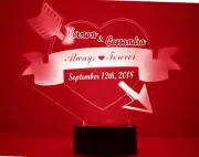 Always & Forever Banner Heart Valentines Day Personalized LED Night Light Lamp