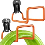 QYINXIU 2 Pack Hose Holder Stand Wall Mount, Heavy Duty Garden Hose Hanger Reel, Metal Water Pipe Tube Hooks Rack for Outside Yard, Garage