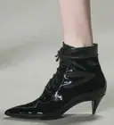 Saint Laurent Runway Cat 50 Black Patent Leather Lace-Up Boot-Sz40-New&Authentic
