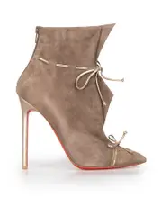 Taupe Suede Strappy Ankle Boots