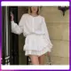 ZA春季新款套裝 蕾絲刺繡白襯衫+荷葉邊短褲裙9256850