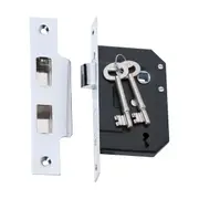 2210 Mortice Lock 3 Lever Chrome Plated CTC57mm Backset 44mm