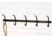 New CTW Farmhouse COAT RACK - 10 Hooks - Distressed Brown Metal - Foyer -Mudroom