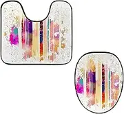 Toilet Lid Cover and U-Shaped Toilet Floor Mat Set of 2 Pieces, Neon Lamp Post Toilet Mat Set, Machine Washable Seat Covers Non-Slip Absorbent Rugs