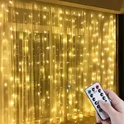 LED Window Curtain String Lights 3x3m Wedding Decoration 300 LEDs with 8 Lighting Modes Christmas Fairy Lights Home Décor Lights for Wedding Bedroom Party Gard