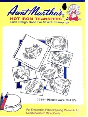 Aunt Martha's Hot Iron Transfers DINNERWARE MOTIFS 3640 NEW