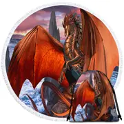 Coppervein Fantasy Creature Ocean Rocks Dragon Round Beach Towel