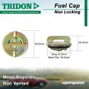 Tridon Non Locking Fuel Cap Metal Bayonet 34.0mm for Daihatsu Delta