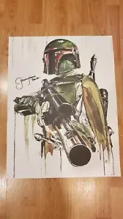 Star wars Jeremy bulloch boba fett signed 20x26 print w/coa