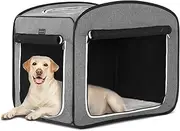 Petsfit Large Dog Crate, Light Grey, 79.5 x 44 x 67cm, Zipper Top, Durable, Lightweight, Perfect for Large Dog Breeds, Travel, Car Rides, Veterinary Visits, Temporary Shelter