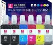 6×250ML Sublimation Ink Compatible for EcoTank ET-8500 ET-8550 Printers (6 Co...