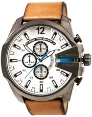 Diesel Men's Mega Chief Chronograph Brown Leather Band Watch DZ4280 NO BOX