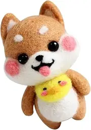 SEWACC DIY Craft Kit Needle Felting for Boys and Girls Make a Plush Dog Japanese Cartoon Pattern Wool Felting Set for Home Decor